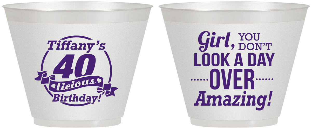 Custom Birthday 9 oz Wine Frosted Cups - 40th | 20153