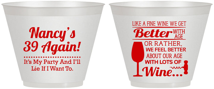 Custom Birthday 9 oz Wine Frosted Cups - 40th Wine | 20154