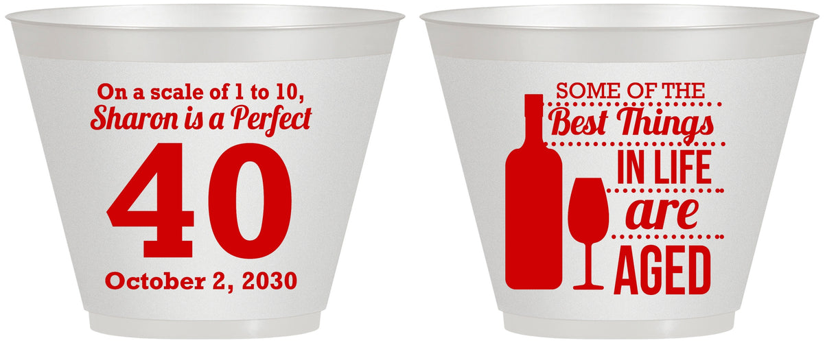 Custom Birthday 9 oz Wine Frosted Cups - 40th Wine | 20155