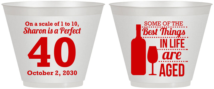 Custom Birthday 9 oz Wine Frosted Cups - 40th Wine | 20155