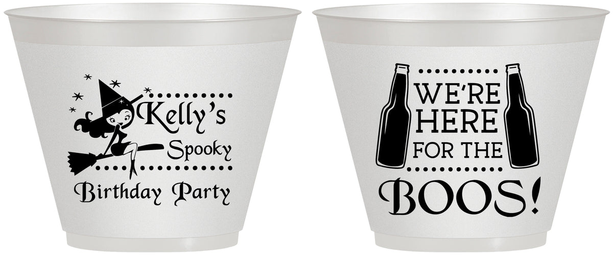 Custom Birthday 9 oz Wine Frosted Cups - Halloween Spooky Boos | 20158