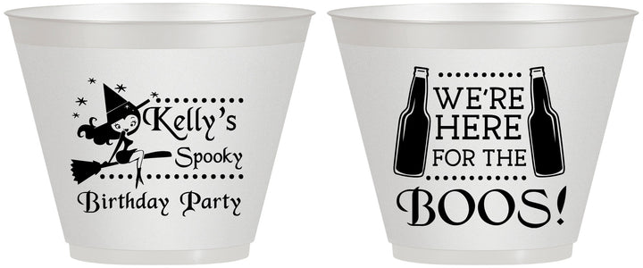Custom Birthday 9 oz Wine Frosted Cups - Halloween Spooky Boos | 20158
