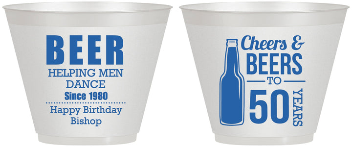 Custom Birthday 9 oz Wine Frosted Cups - Cheers Beers To 50 Years | 20160