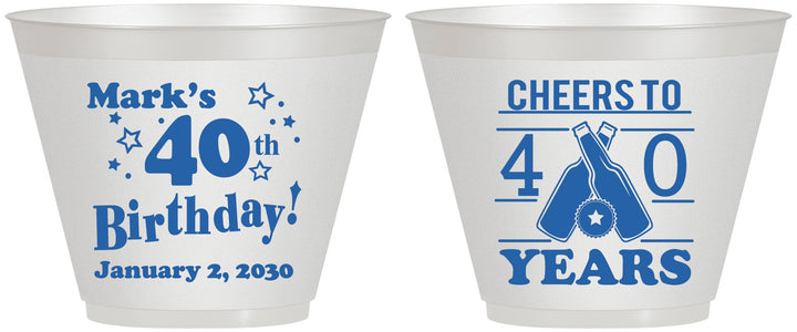 Custom Birthday 9 oz Wine Frosted Cups - Cheers To 40 Years | 20162