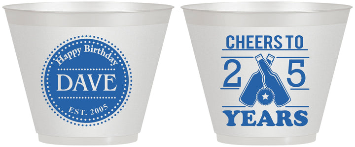 Custom Birthday 9 oz Wine Frosted Cups - Cheers To 25 Years | 20164
