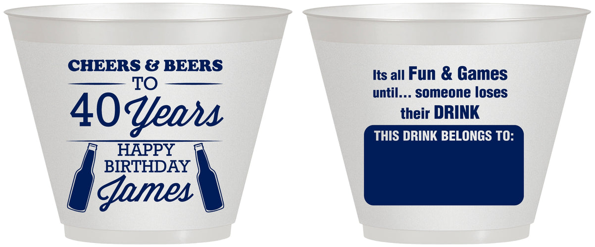 Custom Birthday 9 oz Wine Frosted Cups - Cheers Beers To 40 Years | 20165