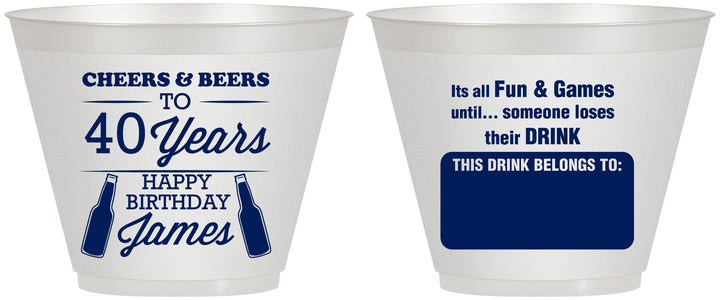 Custom Birthday 9 oz Wine Frosted Cups - Cheers Beers To 40 Years | 20165