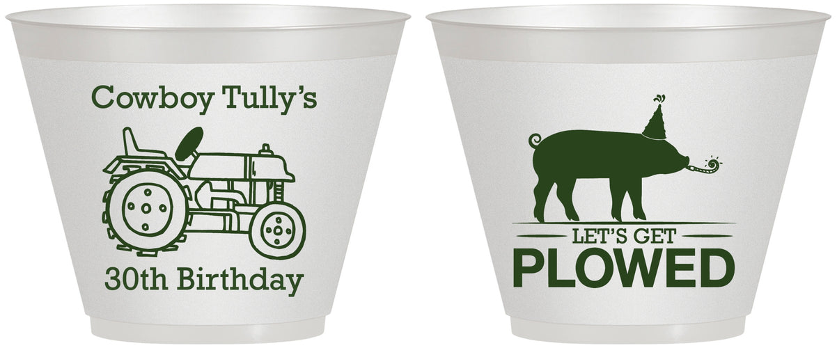 Custom Birthday 9 oz Wine Frosted Cups - 30th Get Plowed | 20166