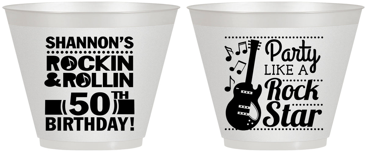 Custom Birthday 9 oz Wine Frosted Cups - 50th Rock Star | 20173