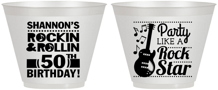 Custom Birthday 9 oz Wine Frosted Cups - 50th Rock Star | 20173