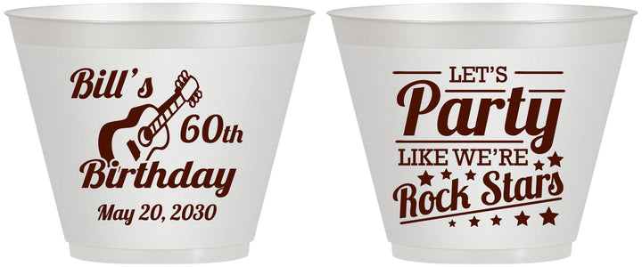 Custom Birthday 9 oz Wine Frosted Cups - 60th Rock Star | 20174