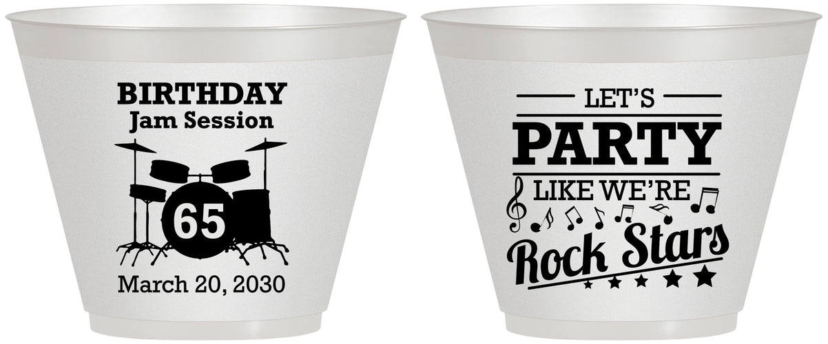 Custom Birthday 9 oz Wine Frosted Cups - 65th Rock Star | 20175