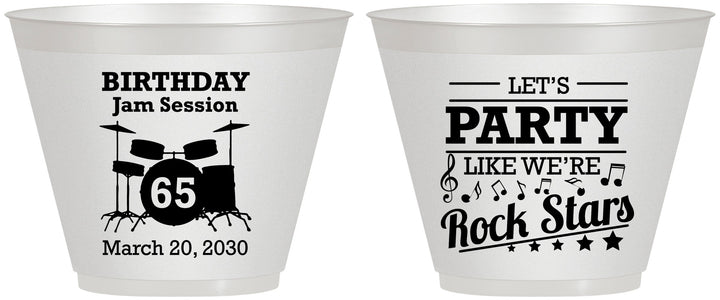 Custom Birthday 9 oz Wine Frosted Cups - 65th Rock Star | 20175