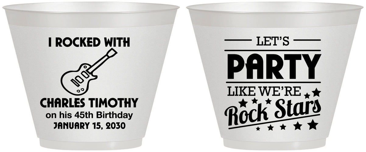 Custom Birthday 9 oz Wine Frosted Cups - 45th Rock Star | 20176