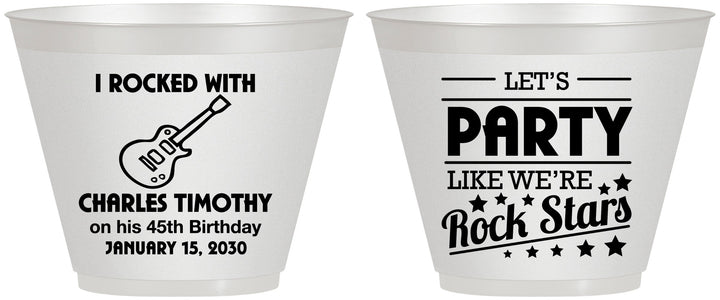 Custom Birthday 9 oz Wine Frosted Cups - 45th Rock Star | 20176
