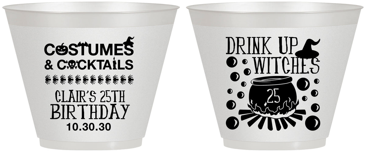Custom Birthday 9 oz Wine Frosted Cups - 25th Halloween | 20184