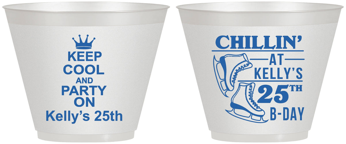 Custom Birthday 9 oz Wine Frosted Cups - 25th Ice Scating | 20185
