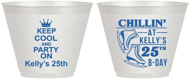 Custom Birthday 9 oz Wine Frosted Cups - 25th Ice Scating | 20185