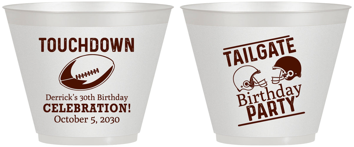 Custom Birthday 9 oz Wine Frosted Cups - 30th Football | 20189