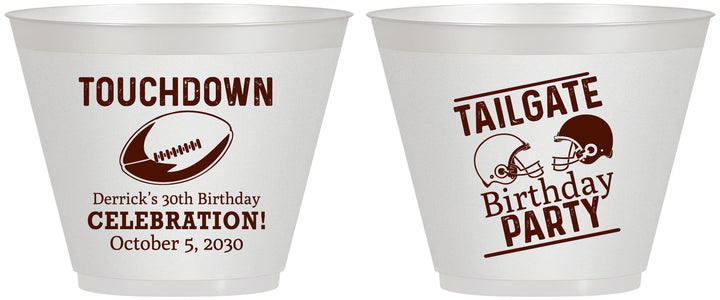 Custom Birthday 9 oz Wine Frosted Cups - 30th Football | 20189