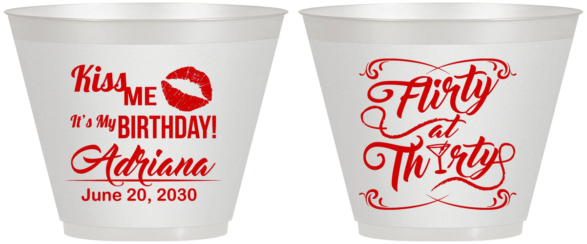 Custom Birthday 9 oz Wine Frosted Cups - 30th Flirty At Thirty | 20190