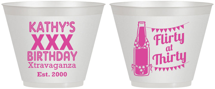 Custom Birthday 9 oz Wine Frosted Cups - 30th Flirty At Thirty | 20191