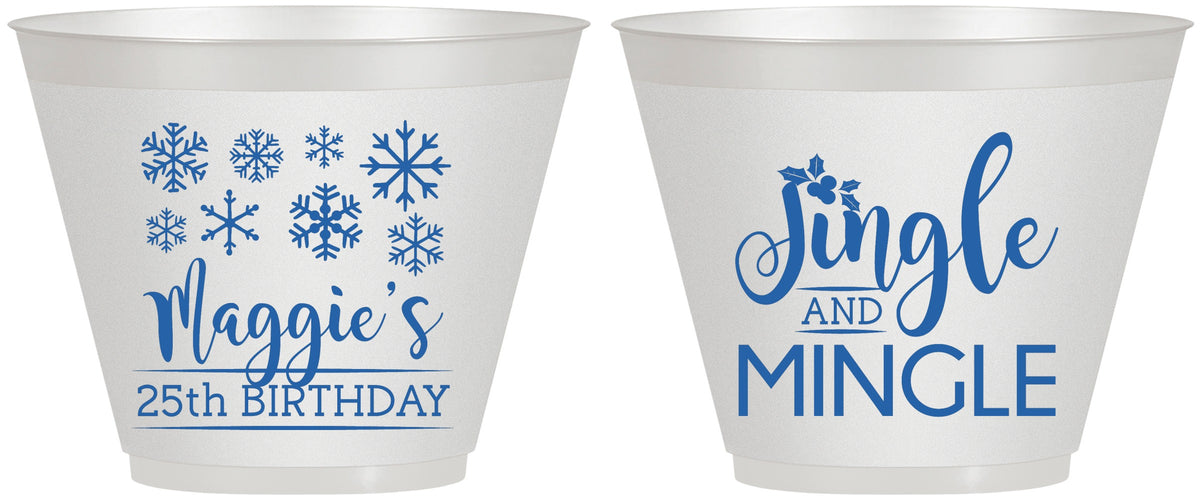 Custom Birthday 9 oz Wine Frosted Cups - 25th Christmas | 20197