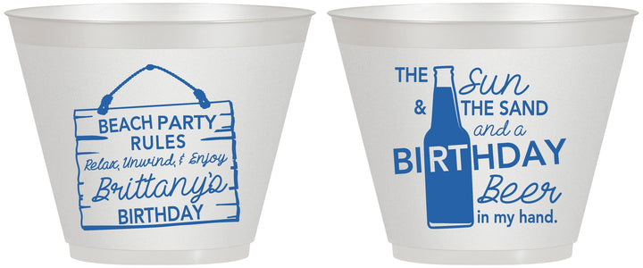 Custom Birthday 9 oz Wine Frosted Cups - Beach | 20200