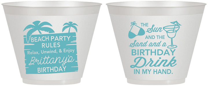 Custom Birthday 9 oz Wine Frosted Cups - Beach | 20201