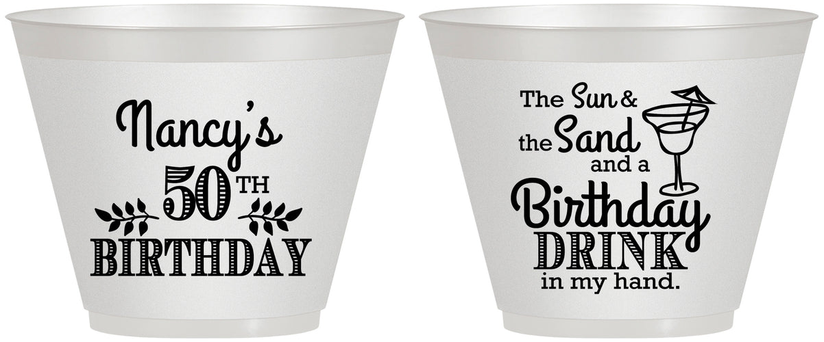 Custom Birthday 9 oz Wine Frosted Cups - 50th | 20203