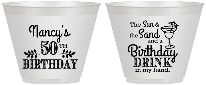 Custom Birthday 9 oz Wine Frosted Cups - 50th | 20203