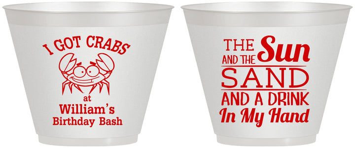 Custom Birthday 9 oz Wine Frosted Cups - Sun Sand Drink Hand | 20205