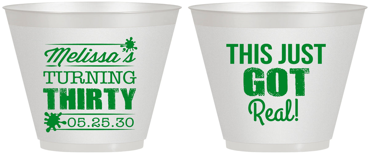 Custom Birthday 9 oz Wine Frosted Cups - 30th | 20213