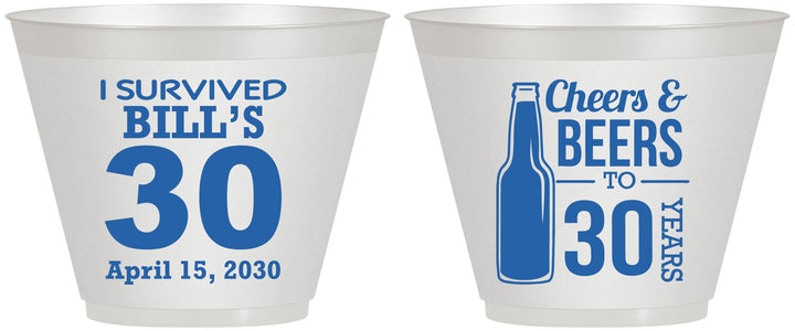 Custom Birthday 9 oz Wine Frosted Cups - Cheers Beers To 30 Years | 20214