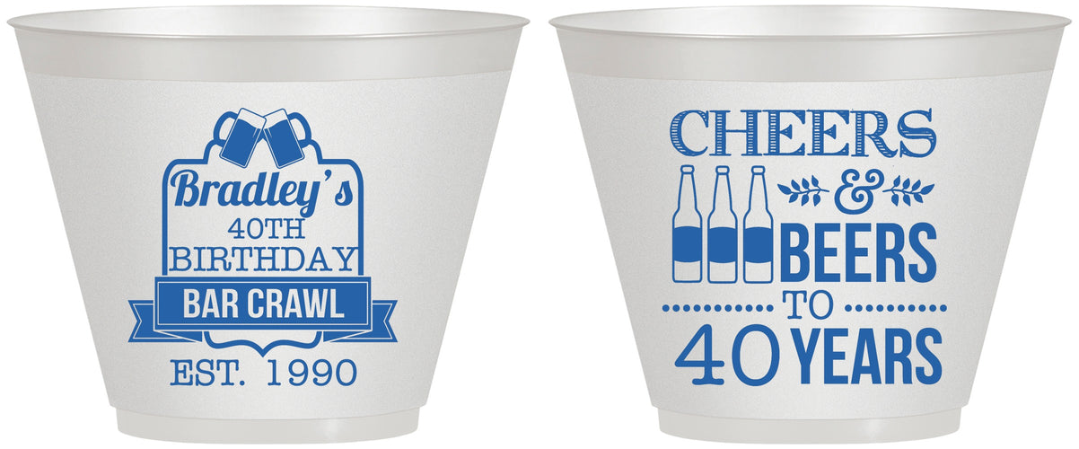 Custom Birthday 9 oz Wine Frosted Cups - Cheers Beers To 40 Years | 20216