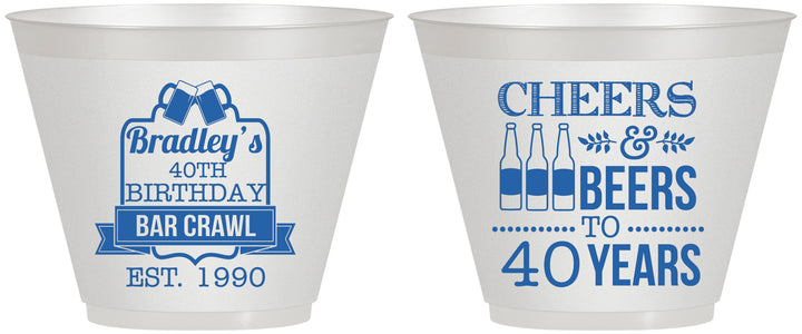 Custom Birthday 9 oz Wine Frosted Cups - Cheers Beers To 40 Years | 20216