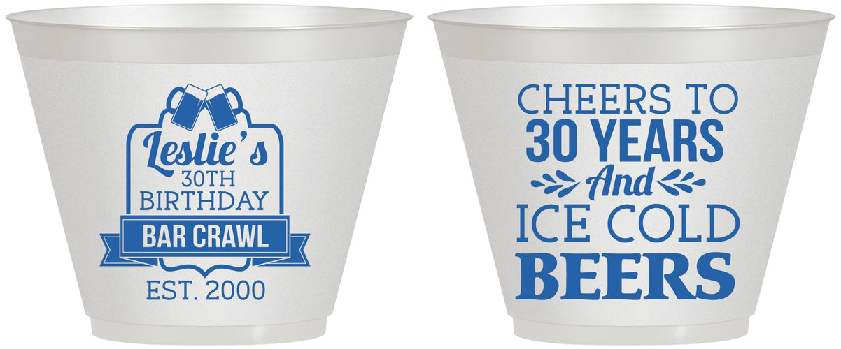 Custom Birthday 9 oz Wine Frosted Cups - 30th | 20218