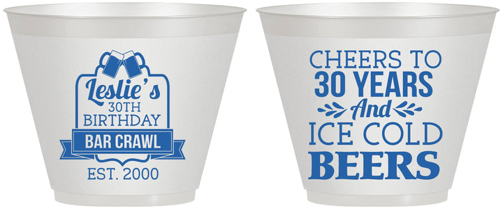 Custom Birthday 9 oz Wine Frosted Cups - 30th | 20218