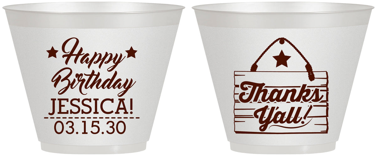 Custom Birthday 9 oz Wine Frosted Cups - Country Farm | 20221