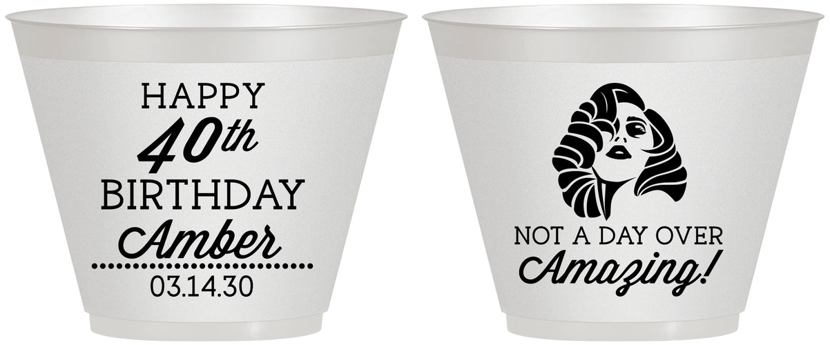 Custom Birthday 9 oz Wine Frosted Cups - 40th | 20222