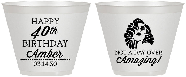 Custom Birthday 9 oz Wine Frosted Cups - 40th | 20222