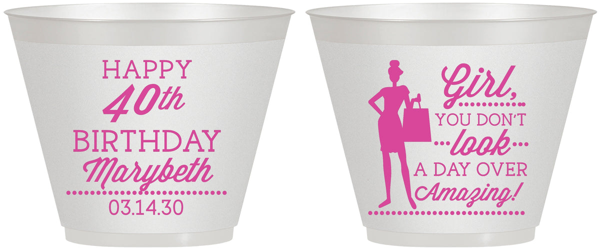 Custom Birthday 9 oz Wine Frosted Cups - 40th | 20223