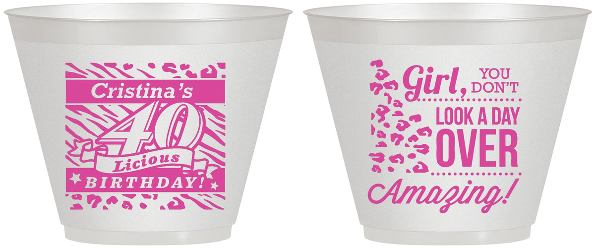 Custom Birthday 9 oz Wine Frosted Cups - 40th | 20224