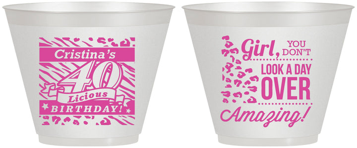Custom Birthday 9 oz Wine Frosted Cups - 40th | 20224