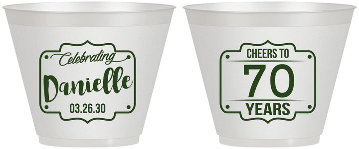 Custom Birthday 9 oz Wine Frosted Cups - Cheers To 70 Years | 20227