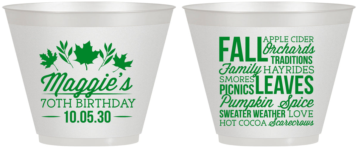 Custom Birthday 9 oz Wine Frosted Cups - 70th Fall | 20228