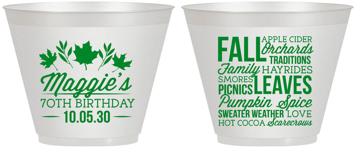 Custom Birthday 9 oz Wine Frosted Cups - 70th Fall | 20228