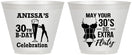 Custom Birthday 9 oz Wine Frosted Cups - 30th Flirty At Thirty | 20236