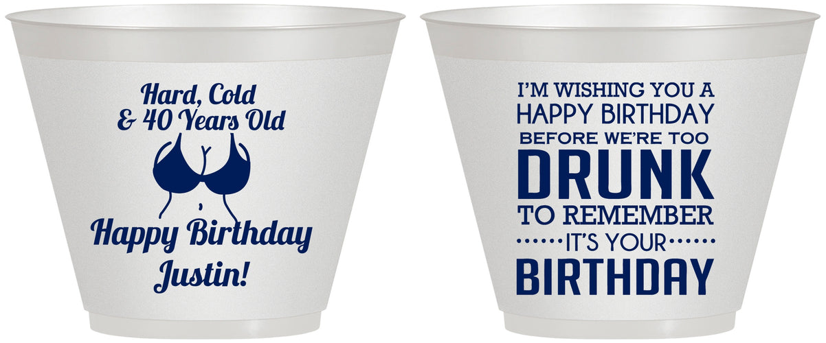 Custom Birthday 9 oz Wine Frosted Cups - 40th | 20237