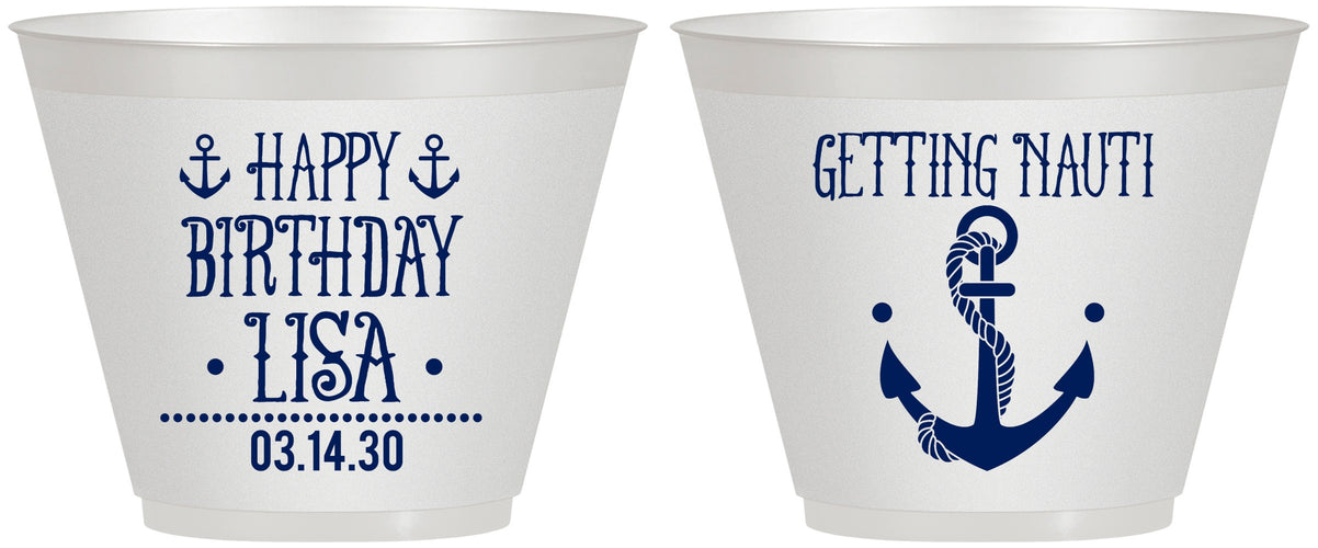 Custom Birthday 9 oz Wine Frosted Cups - Getting Nauti | 20239